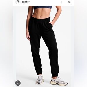 NWT Bandier Embroidered Logo Terry Joggers pants athleisure loungewear black